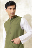 Men Half Jacket Ethnic Wear Traditional Wedding Jacket Greens DaVanchy