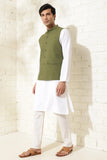 Men Half Jacket Ethnic Wear Traditional Wedding Jacket Greens DaVanchy