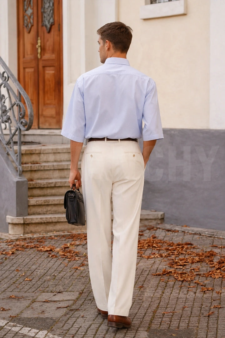 Men Premium Off White Loose fit Trouser-Back