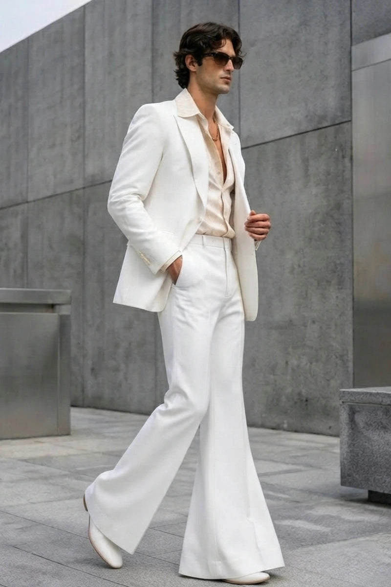Men White Vintage Wedding Pants