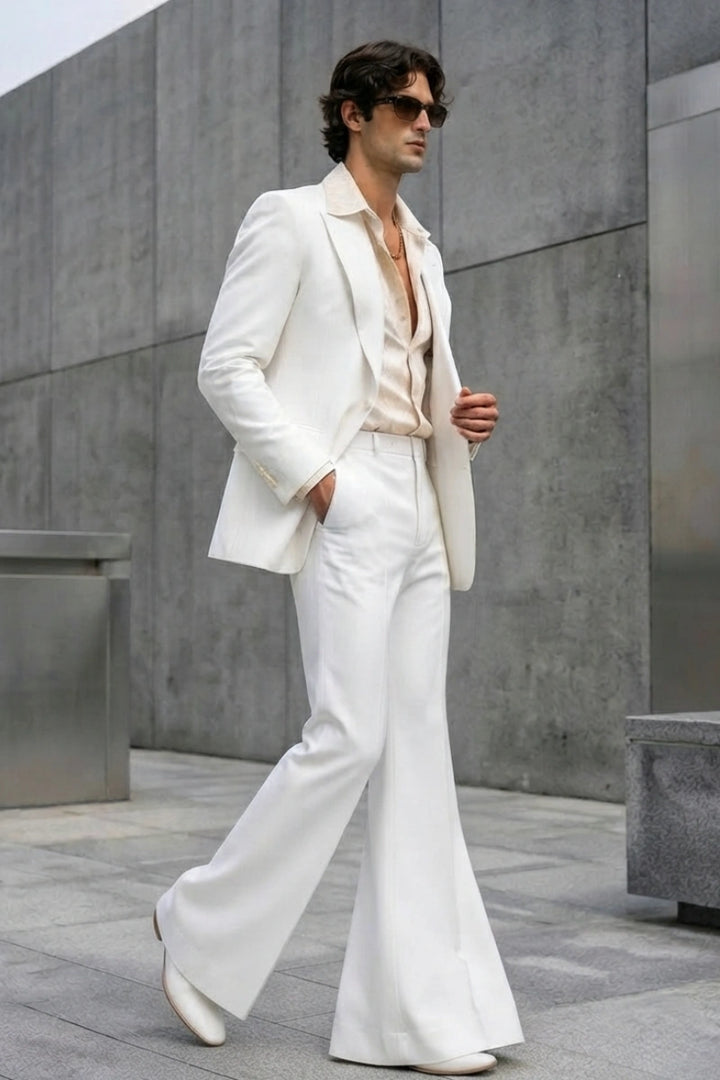 Men White Vintage Wedding Pants