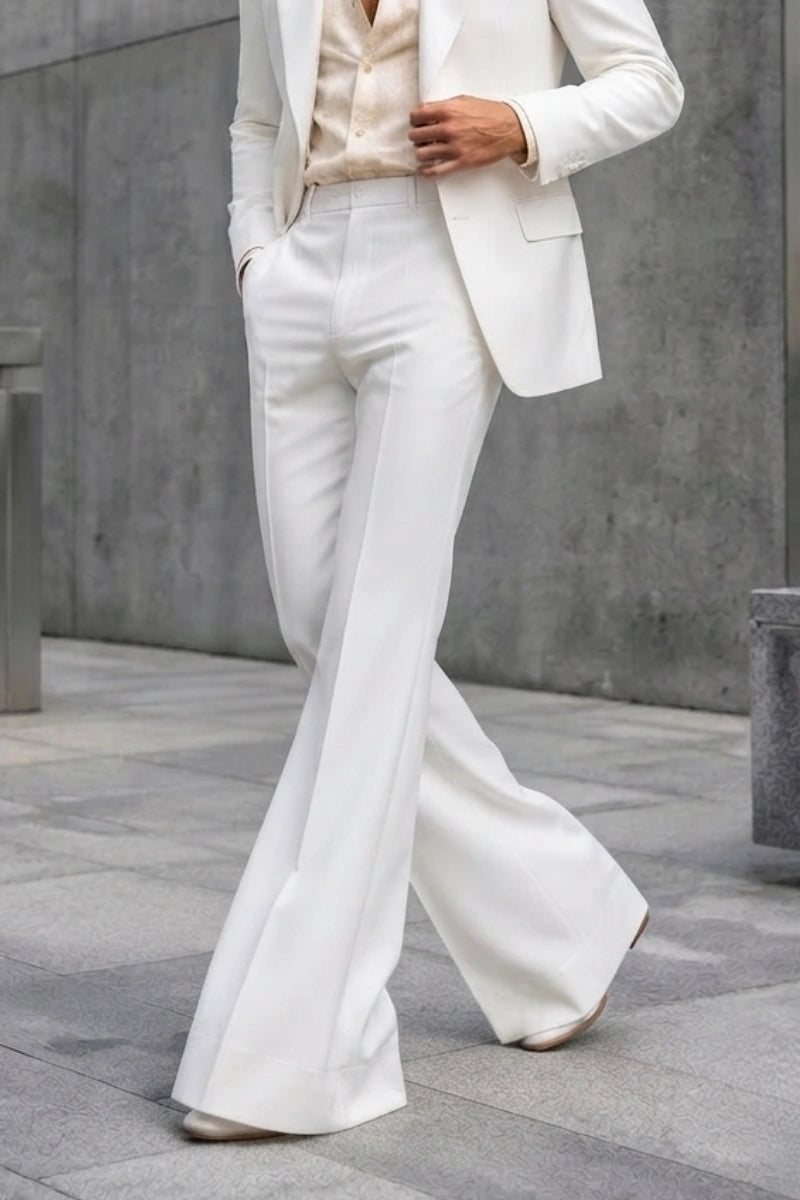 White Mid-Waist Flare Pants