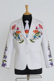 Men Embroidered White Suit Wedding Fashion Suits Embroidered  DaVanchy