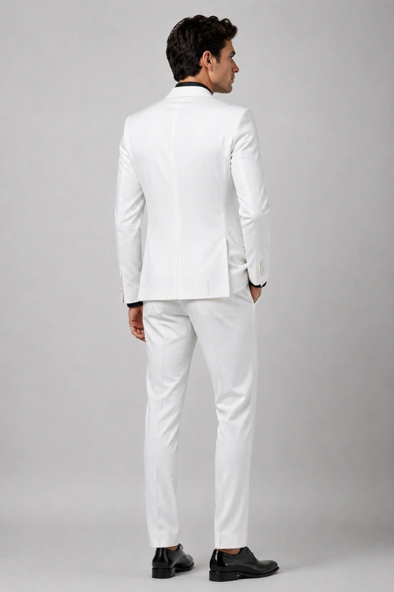 Men Premium White Two Piece Formal Suit-Back