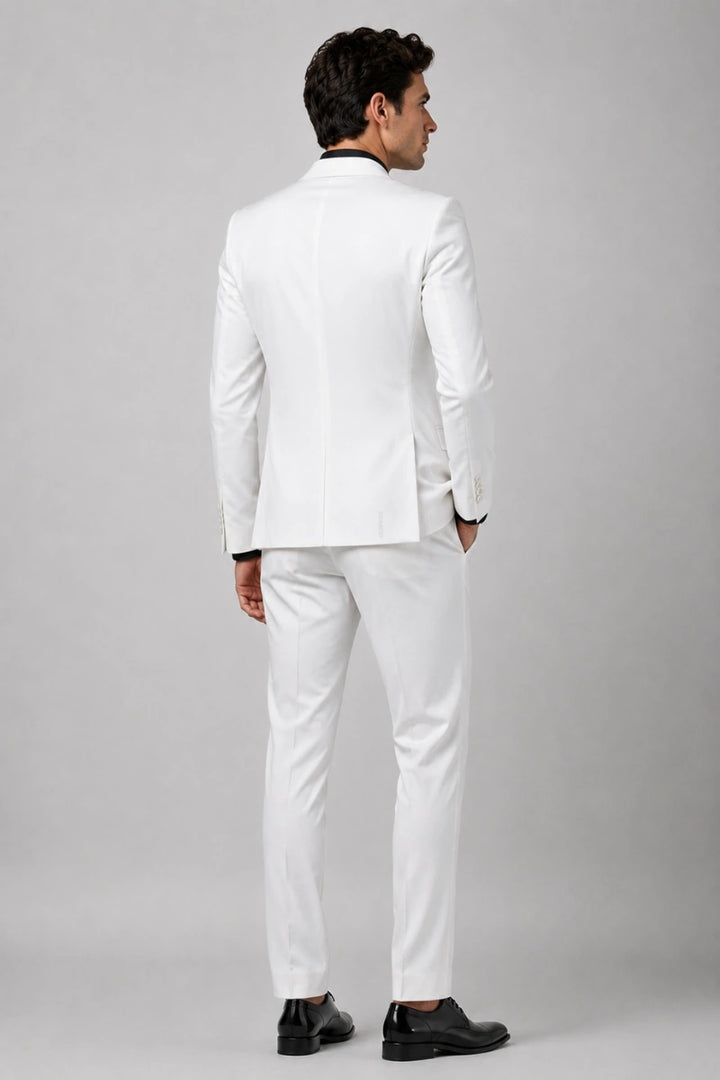Men Premium White Two Piece Formal Suit-Back