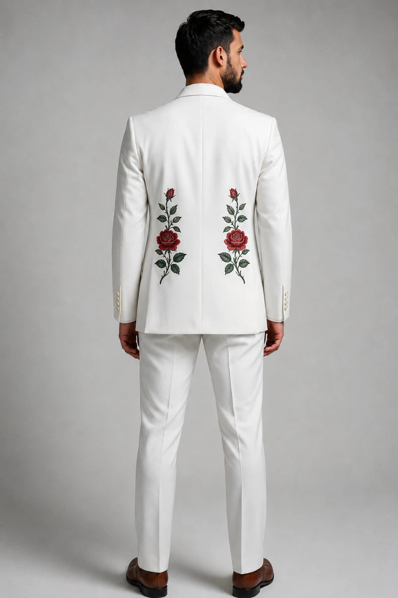 Premium men’s white two piece suit wedding and party wear-Back