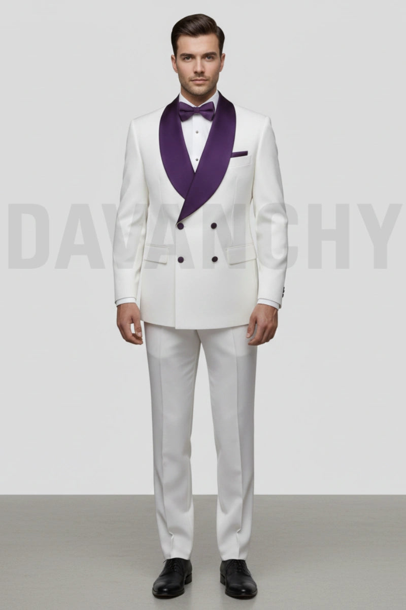 Stylish men white tuxedo suit-Front