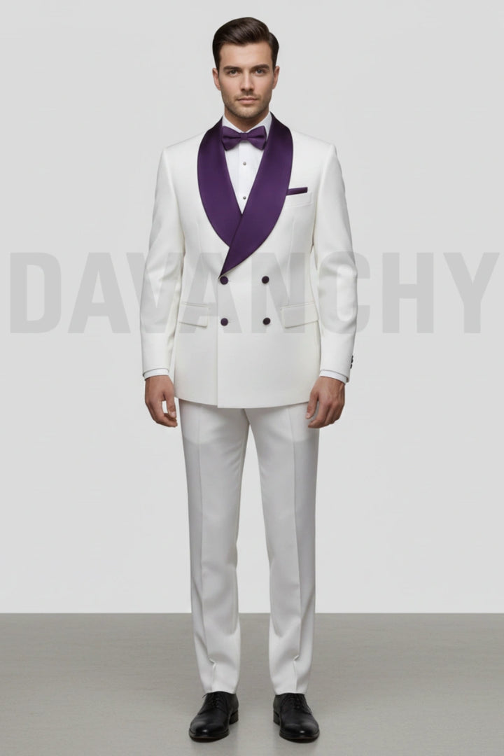 Stylish men white tuxedo suit-Front