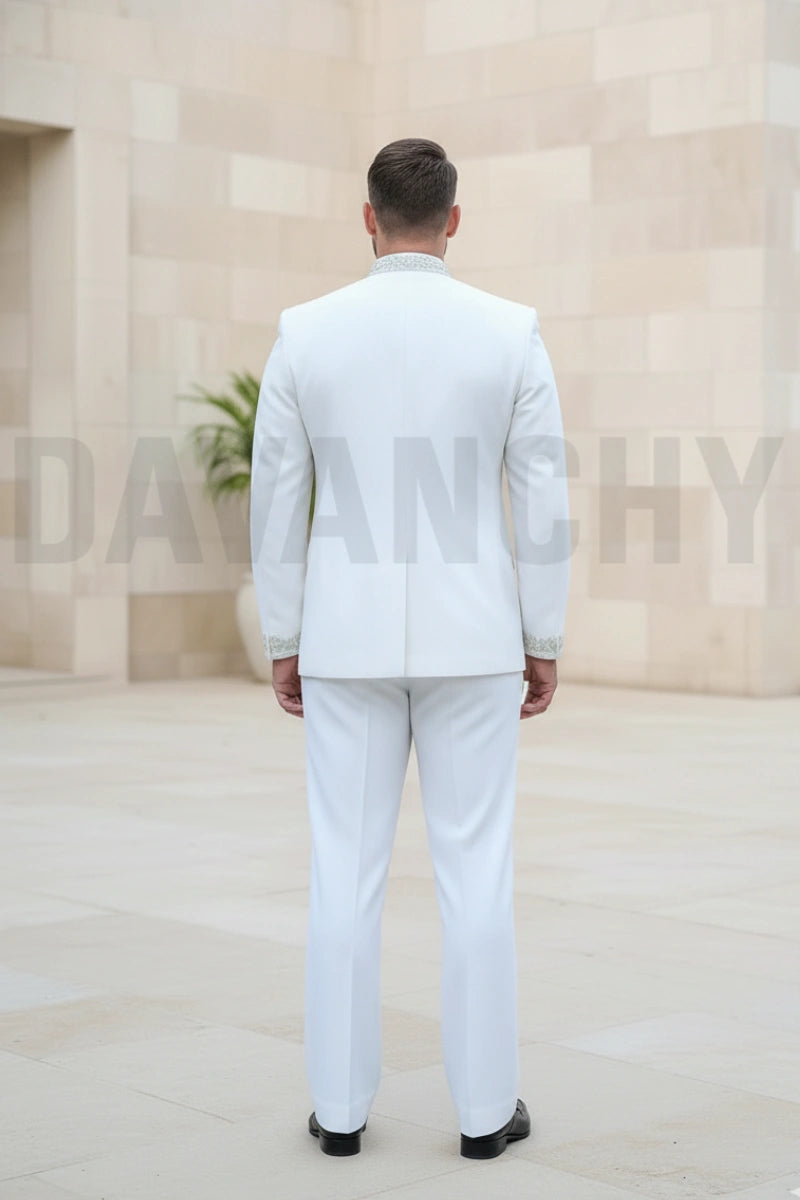 Men’s white premium jodhpuri suit-Back