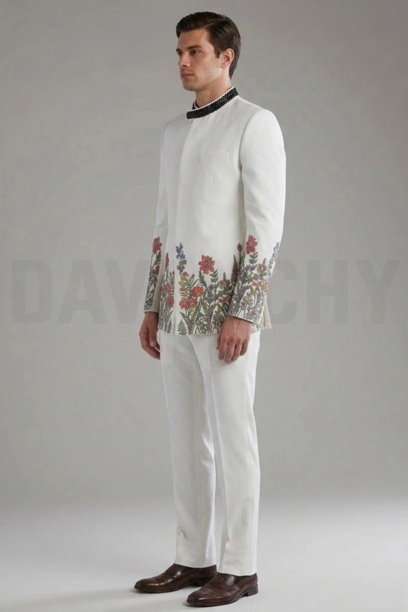Embroidered mens suit for wedding wear-Side