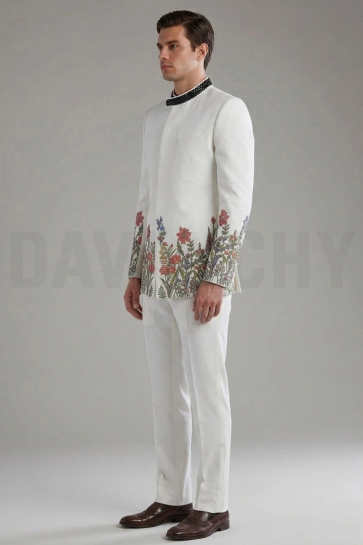 Embroidered mens suit for wedding wear-Side
