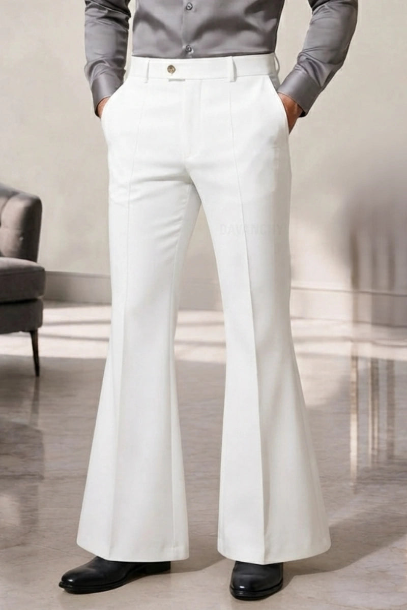 Men Stylish White Flared Pants