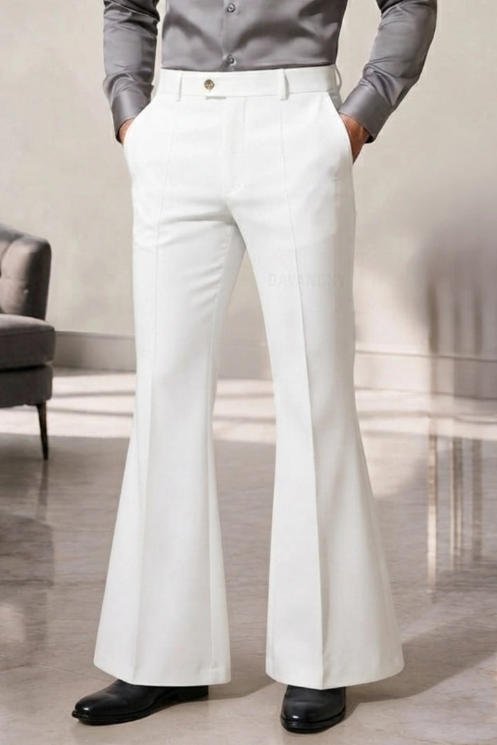 Men Stylish White Flared Pants