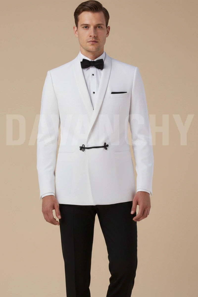 Men white tuxedo suit-Front