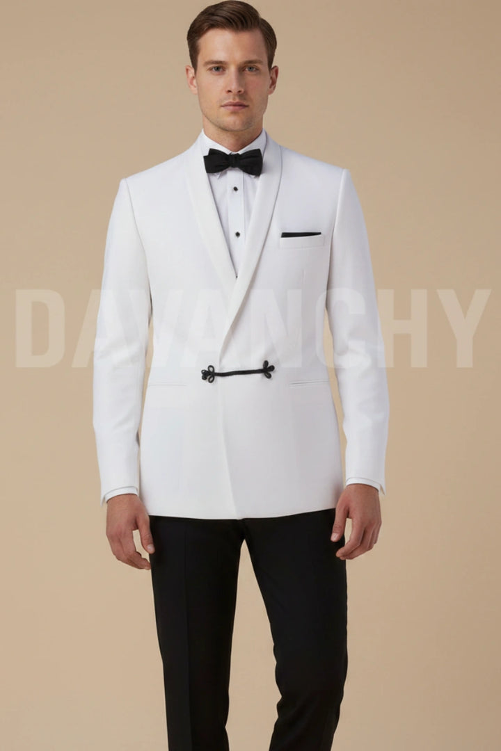 Men white tuxedo suit-Front