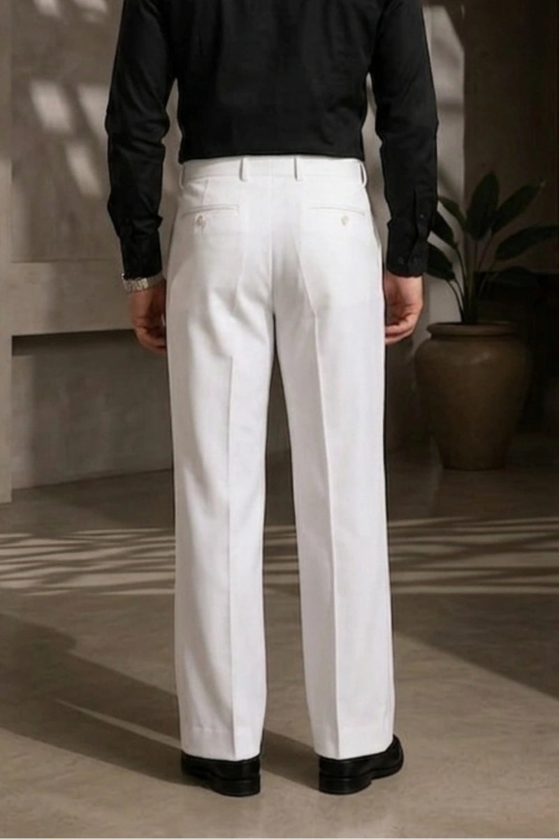 White Straight-Leg Trousers Back 