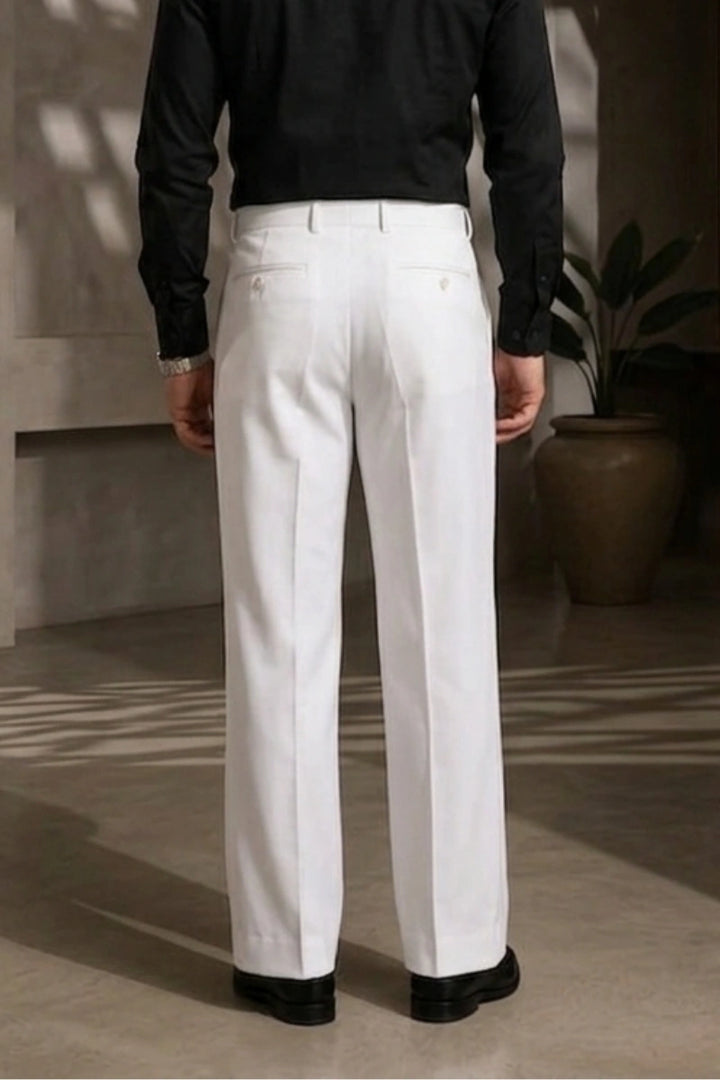 White Straight-Leg Trousers Back 