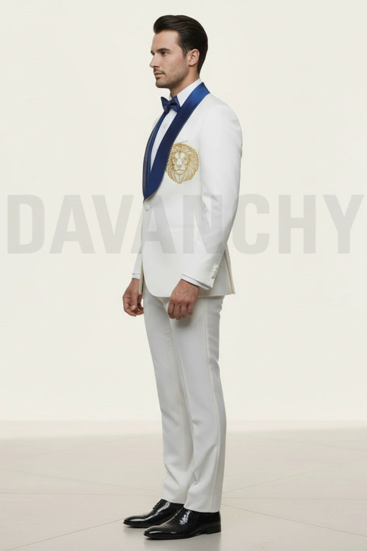 Men White Two Piece Party Wear Tuxedo Suit – Custom Made Bespoke Outfit for Wedding