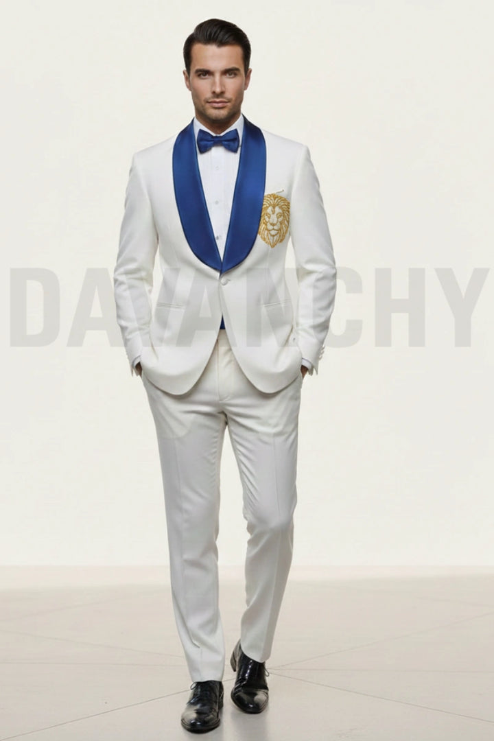 Men White Two Piece Party Wear Tuxedo Suit – Custom Made Bespoke Outfit for Wedding