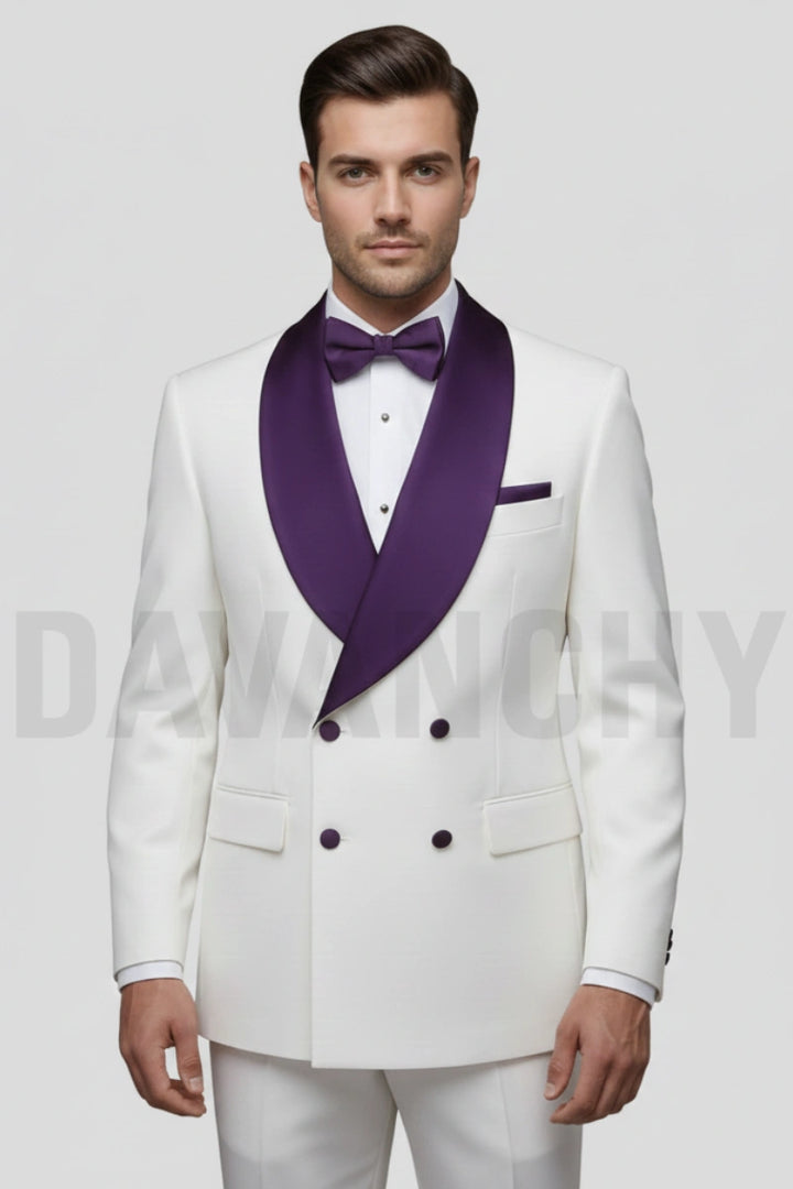 Luxury two piece white formal suit for men-Front