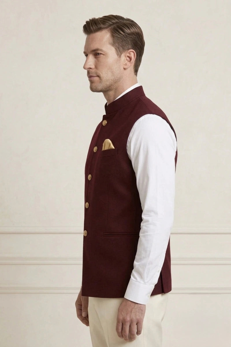 Wine Vintage Style Vest for Men's – Side 