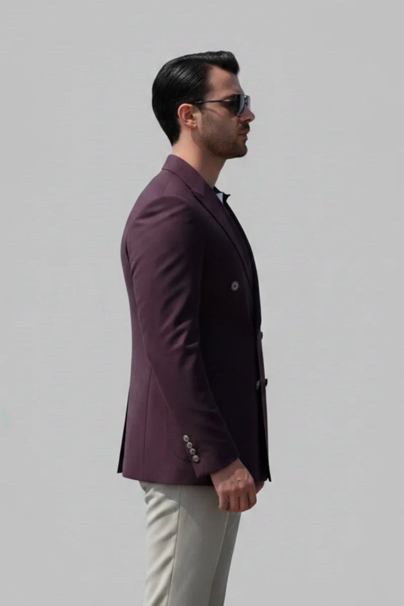 Wine Dinner Jacket for Men-Side