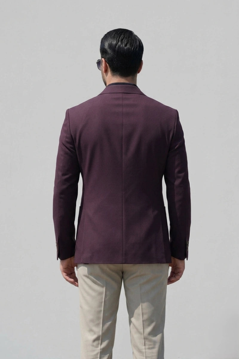 Wine Wedding Wear Blazer for Men-Back