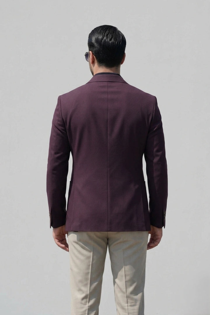 Wine Wedding Wear Blazer for Men-Back