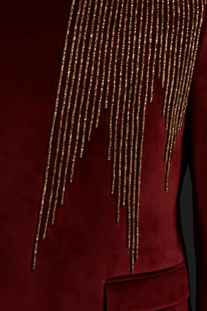 Wedding and Festive Wear Premium Velvet Blazer for Men-Front 