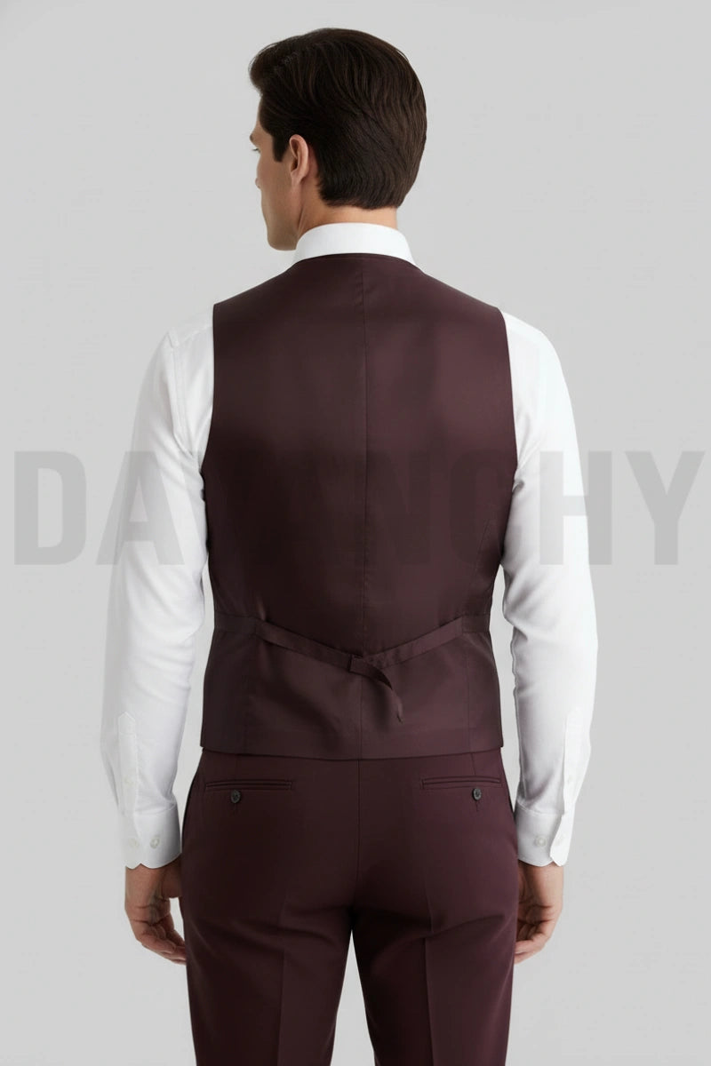 Men wine formal waistcoat-Back