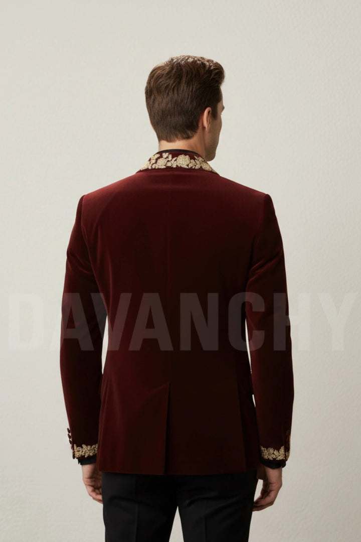 Premium party wear velvet blazer for wedding and reception-Back