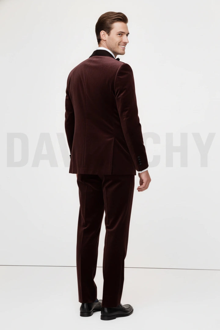 Men’s Velvet Tuxedo Two Piece Suit-Back