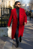 Men Trench Long Coat Winter Coat Christmas Winter Coat Red DaVanchy