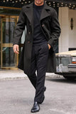 Men Trench Long Coat Winter Coat Christmas Winter Coat Black DaVanchy