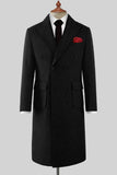 Men Trench Long Coat Winter Coat Christmas Winter Coat Black DaVanchy