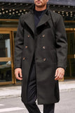 Men Trench Long Coat Winter Coat Christmas Winter Coat Black DaVanchy