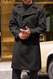 Men Trench Long Coat Winter Coat Christmas Winter Coat Black DaVanchy