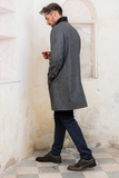 Men Trench Coat Winter Jacket Grey Long Coat Casual Jacket DaVanchy