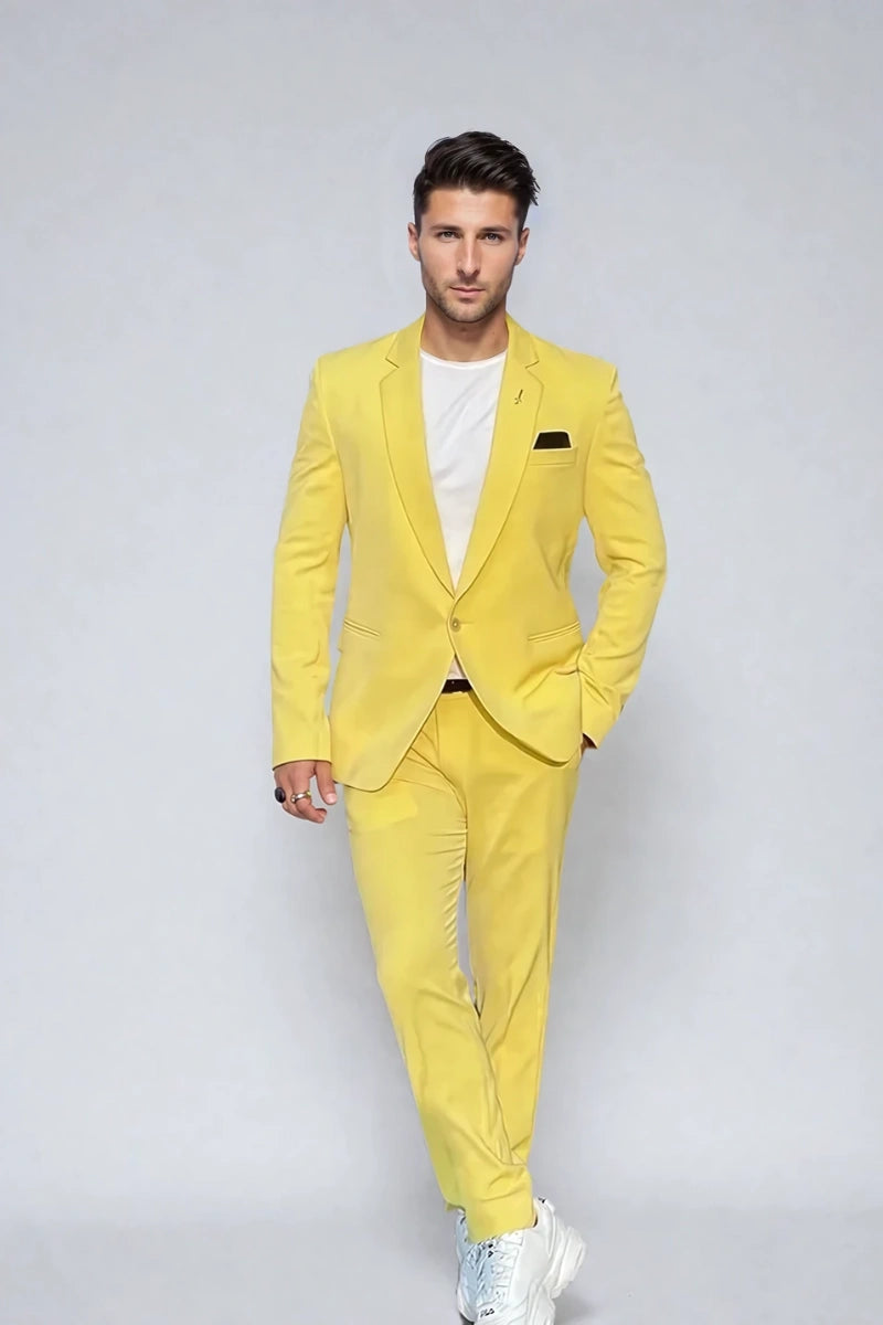 Men’s yellow two piece suit-Front