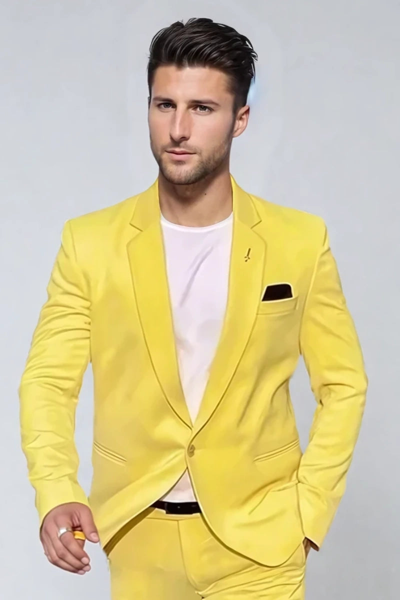 Stylish yellow blazer and pant set-Front