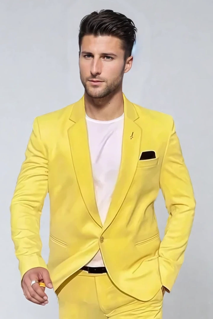 Stylish yellow blazer and pant set-Front