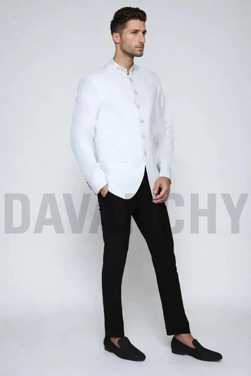 White embroidered Jodhpuri suit-Side