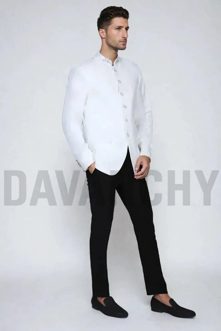 White embroidered Jodhpuri suit-Side
