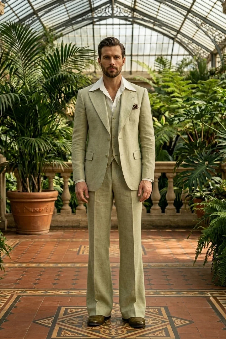 Beige Vintage 70s Suit for Men&
