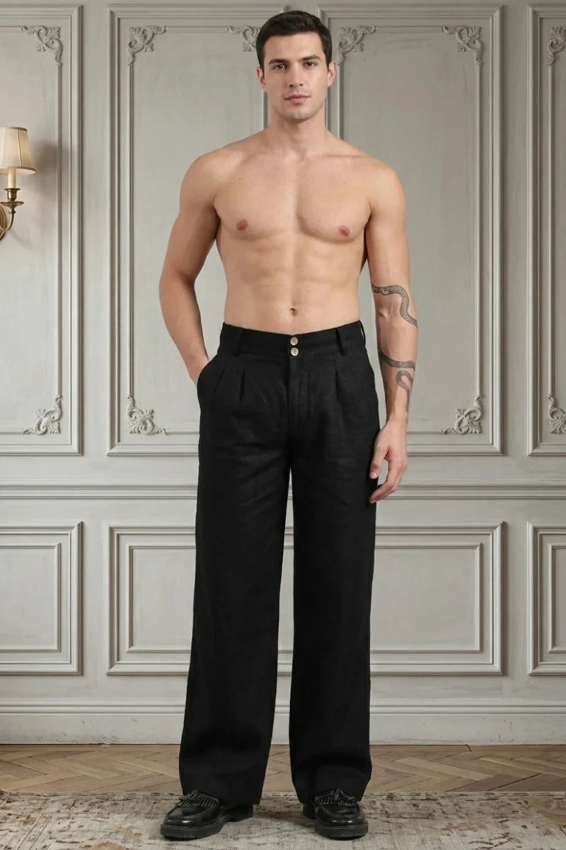 Men's Black Stylish Party Wear Trouser- Front