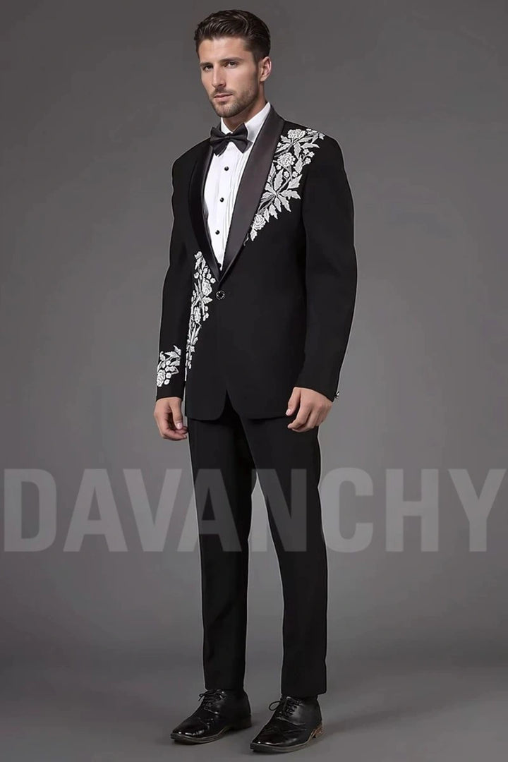 men-black-two-piece-suit-designer-floral-embroidery-suit-wedding-suit