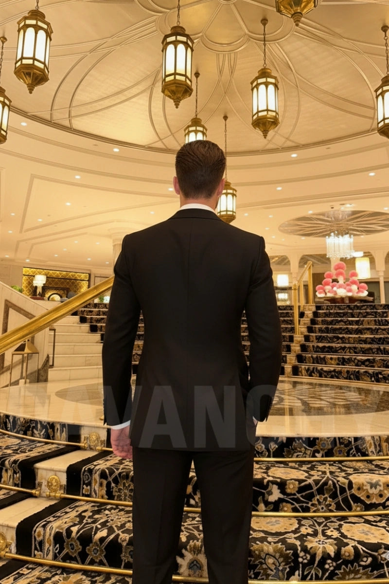 Formal Double Breasted Two Piece Suit For Men-Back