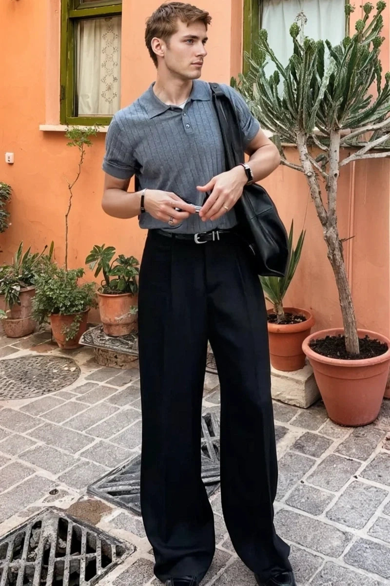 black bell bottom dress pants High Waist Trousers For Men and and Classic Vintage Style Pant – DAVANCHY black flare pants Antique Dresser with Triple INV-22811304 Crafted from our beloved Length:Long