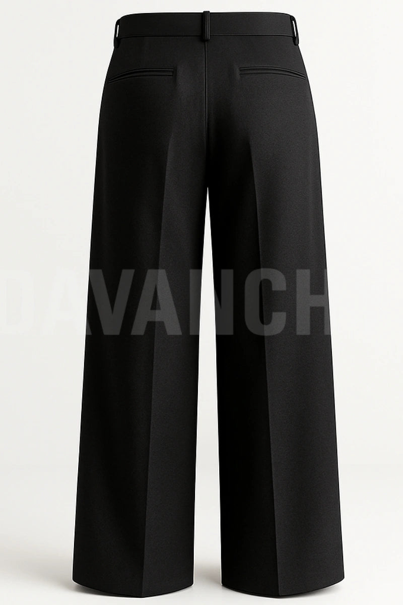 Buy Now Men Black Bell Bottom Pant – Classic Vintage Wide-Leg Trouser