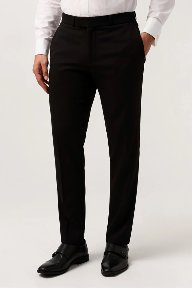Men's Black Tailored Formal Dress Pants  (Front)